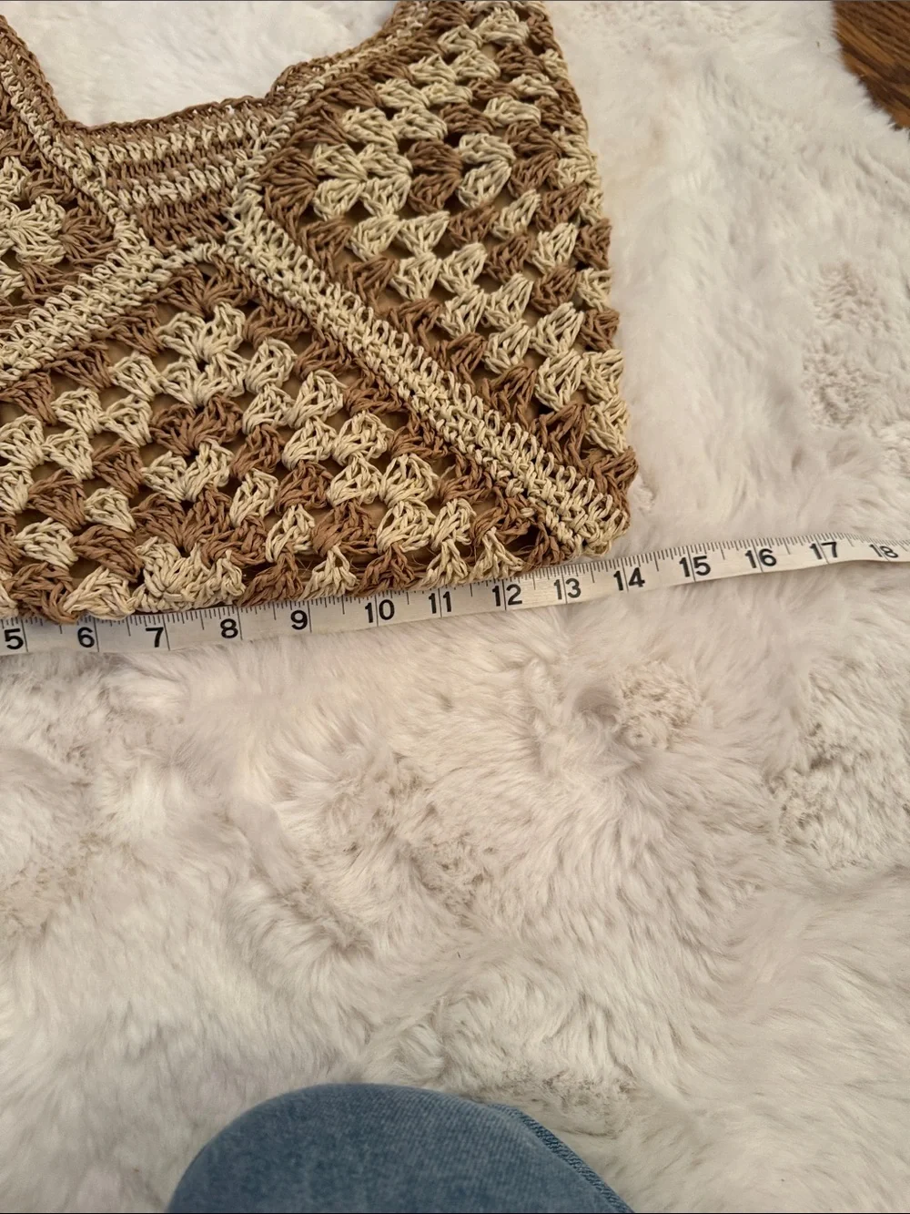 Handcrafted Crochet Hobo Bag in Beige and Brown